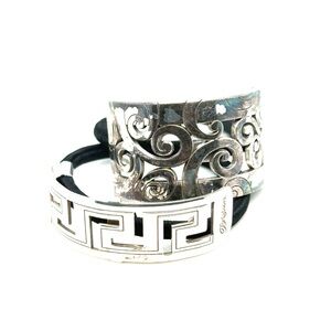 Silver-Tone Swirl and Greek Key Women’s Bracelet Set